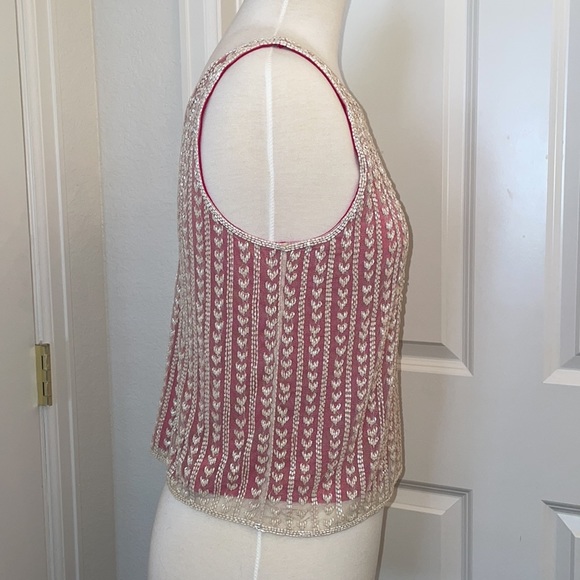TOPSHOP beaded tank top in pink and beige in wpmen’s US size 4 - Picture 5 of 9
